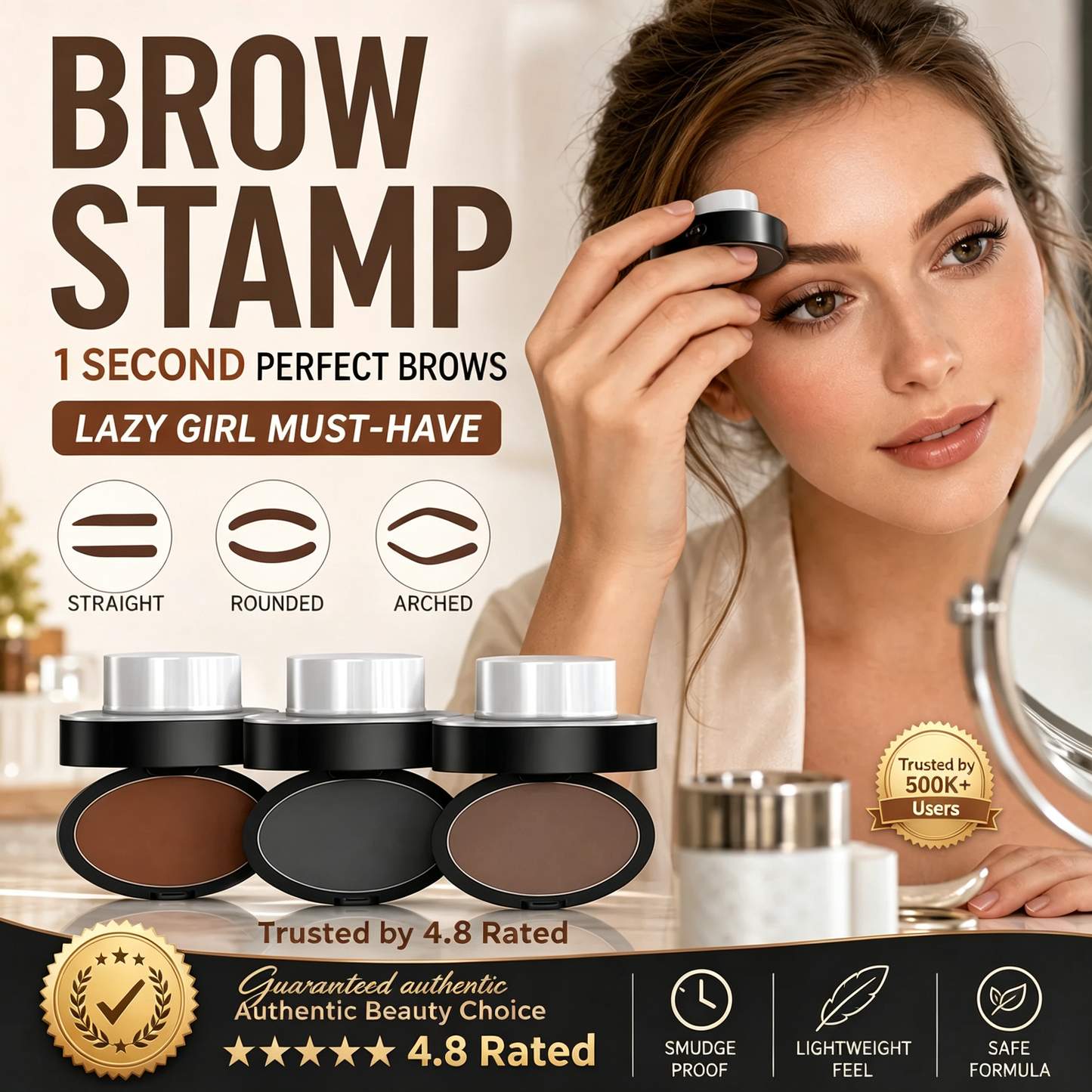 🔥50K+ Sold｜50% OFF Adjustable Eyebrow Stamp, Waterproof Two‑Color Brow Powder