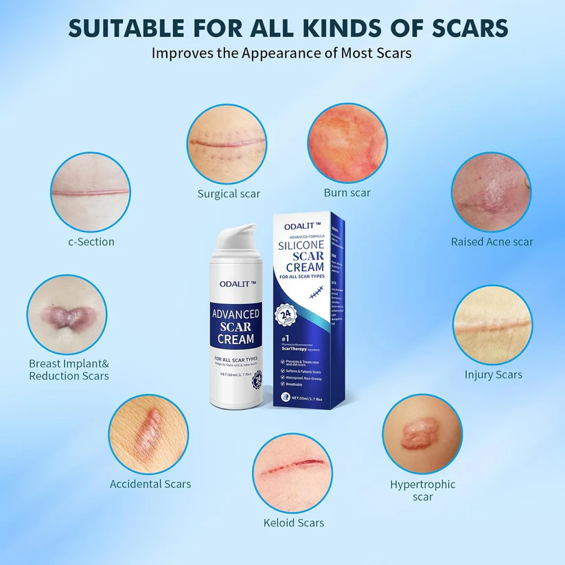 LIMETOW® Scar Cream Gel, Advanced Silicone Scar Gel, Professional Scar Removal Cream for Surgical Scars, Stretch Mark, Keloid Bump, C-Section, Old and New Scars
