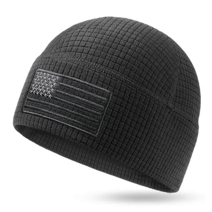 American Flag Embroidery Waffle Watch Cap