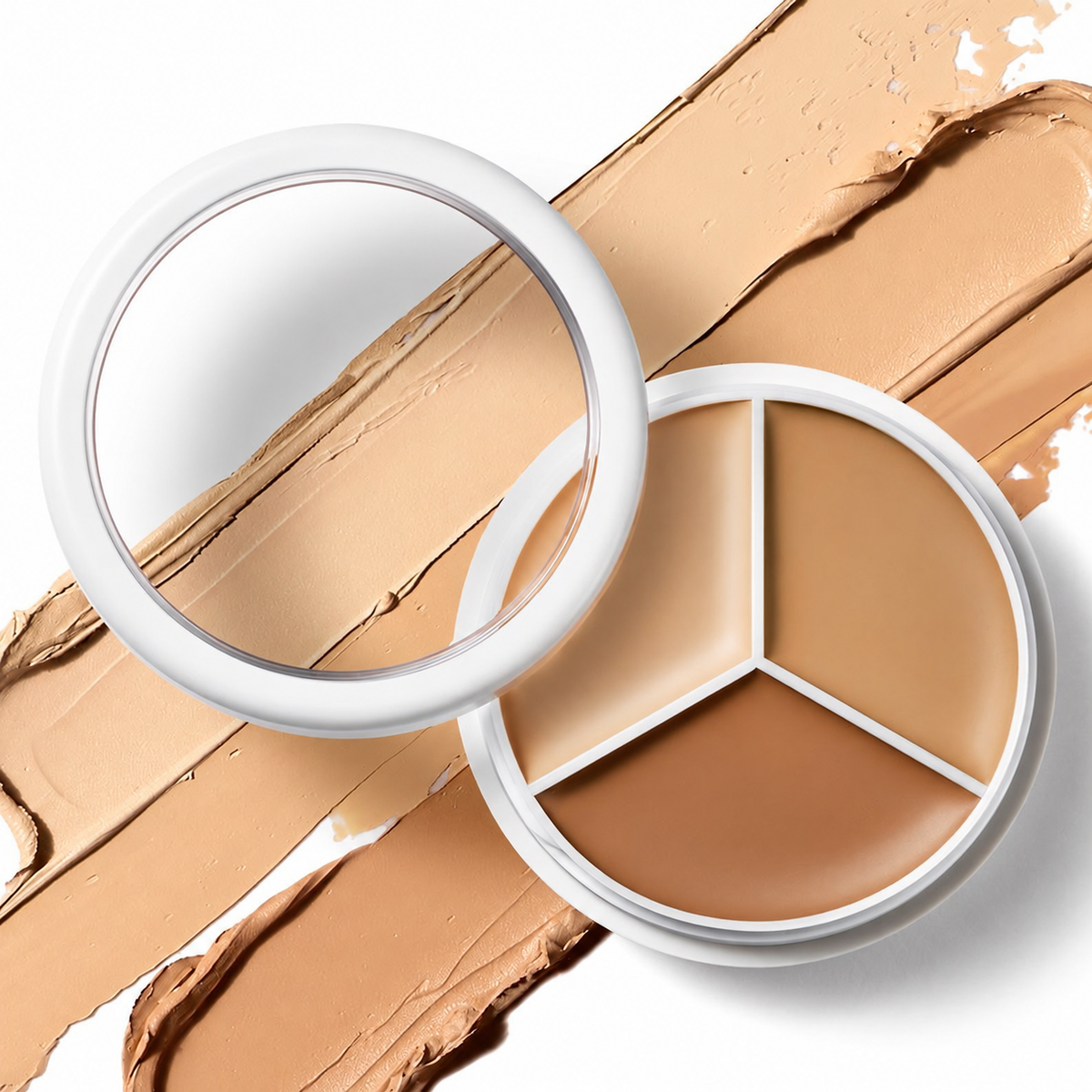 3-in-1 Concealer Cream Palette – Full Coverage, Brightening & Contouring